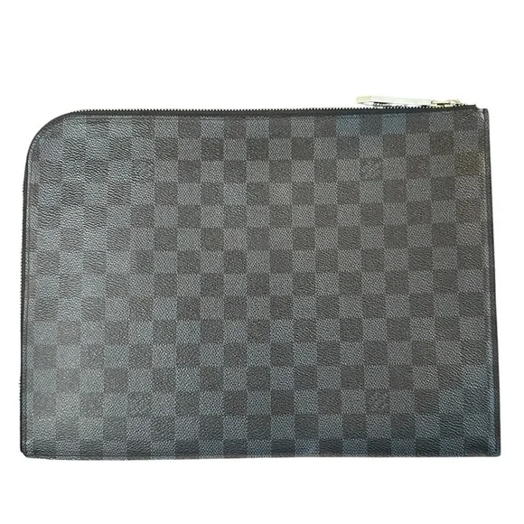 Authentic Louis Vuitton Damier Cobalt Red Blue & White Leather Cup Large Clutch - Picture 4 of 12